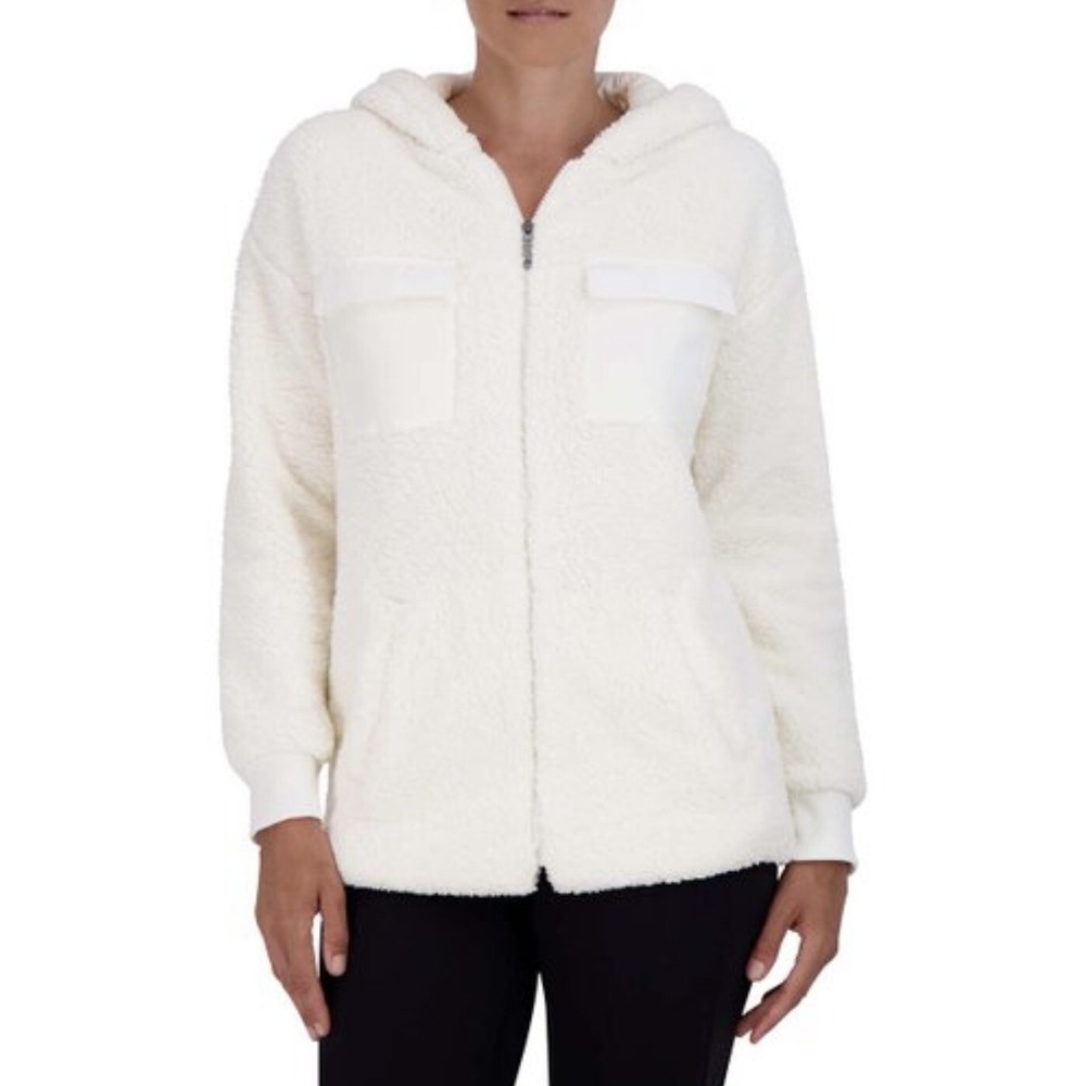 Gaiam Women's Medium Ivory Gardenia Sherpa Zip Front Cargo Utility Jacket NWT